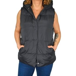 *NWT Brave Soul Hooded Puffed Zip Vest Size 10 Black